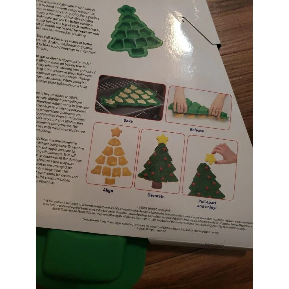 Pull Apart Silicone 12 Cupcake Cake Mold Christmas Tree 🎄